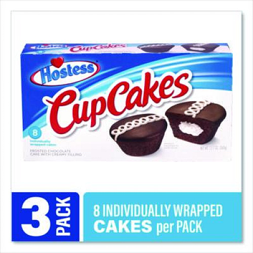 Hostess CupCakes, Chocolate, 1.59 oz Individually Wrapped, 8/Pack, 3 Packs/Carton (60004133)
