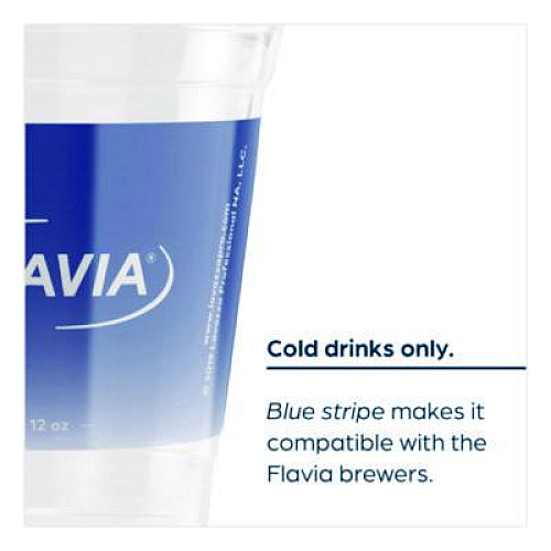 Cold Cups 12 oz, Blue Band Flavia Logo, Clear/Blue, 1,000/Carton (25200058)