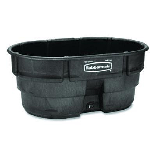 Rubbermaid Commercial Stock Tank, 150 gal, 39" x 58" x 25", Polyethylene, Black (FG424500BLA)