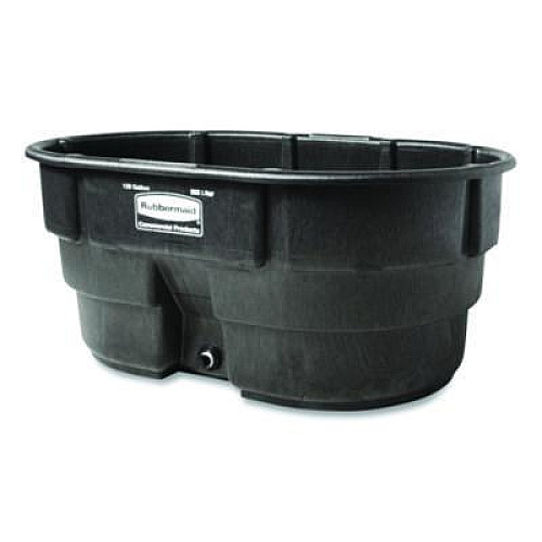 Rubbermaid Commercial Stock Tank, 150 gal, 39" x 58" x 25", Polyethylene, Black (FG424500BLA)