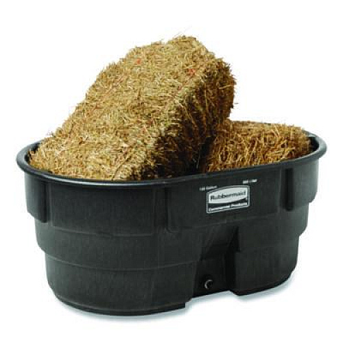 Rubbermaid Commercial Stock Tank, 150 gal, 39" x 58" x 25", Polyethylene, Black (FG424500BLA)