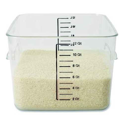 Rubbermaid Commercial Square Storage Container, 12 qt, 10.5 x 11.31 x 7.75, Clear, Plastic (FG631200CLR)