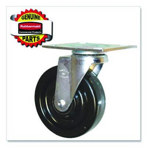 Rubbermaid Commercial 5-Inch Swivel Plate Caster, 4.5" x 3.75" Plate Stem, Black (FG1316L20000)