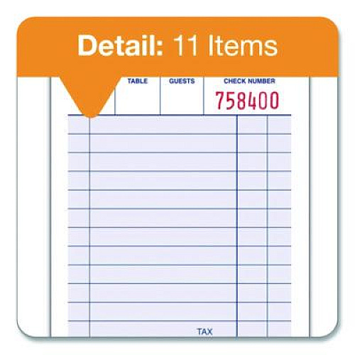 Adams One-Part Guest Check Pad, One-Part (No Copies), 3.35 x 4.94, 100 Forms/Pad, 12 Pads/Pack (210012)
