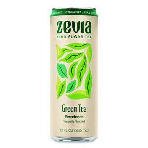 Zevia Zero Sugar Naturally Sweetened Green Tea, 12 oz Can, 12/Carton (0170612)