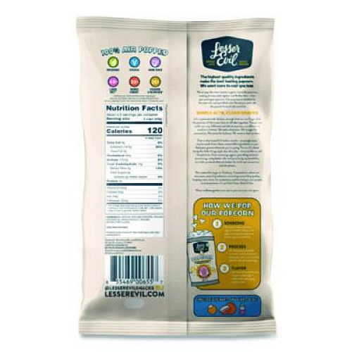 LesserEvil Snack Organic Himalayan Gold Popcorn, 0.88 oz Bag, 18/Carton (LSN00691)