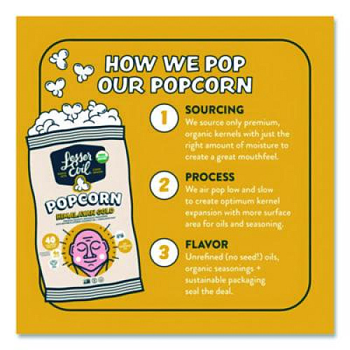 LesserEvil Snack Organic Himalayan Gold Popcorn, 0.88 oz Bag, 18/Carton (LSN00691)