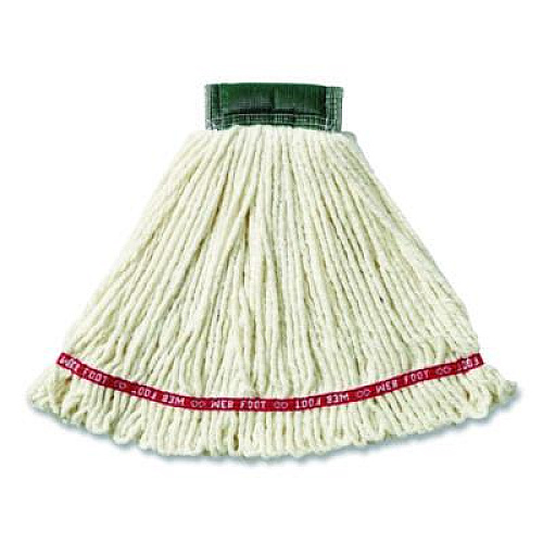 Rubbermaid Commercial Web Foot Shrinkless Wet Mop Head, 20 oz, 5" Headband, White (A25206WHI)