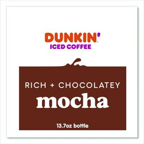 Dunkin' Mocha Iced Coffee Drink, 13.7 oz Bottle, 12/Carton (049000072389)