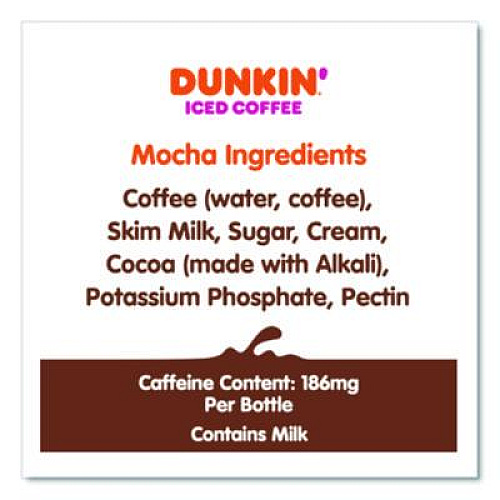 Dunkin' Mocha Iced Coffee Drink, 13.7 oz Bottle, 12/Carton (049000072389)
