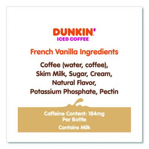 Dunkin' French Vanilla Iced Coffee Drink, 13.7 oz Bottle, 12/Carton (049000072396)