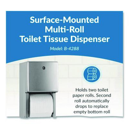 Bobrick ConturaSeries Two-Roll Tissue Dispenser, 6.08 x 5.94 x 11, Stainless Steel (4288)