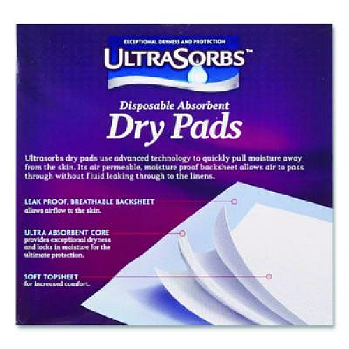 Medline Ultrasorbs Disposable Dry Pads, 23 x 35, Blue, 7/Box (DRY2336RET7)