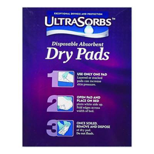 Medline Ultrasorbs Disposable Dry Pads, 23 x 35, Blue, 7/Box, 6/Carton (DRY2336RETCT)