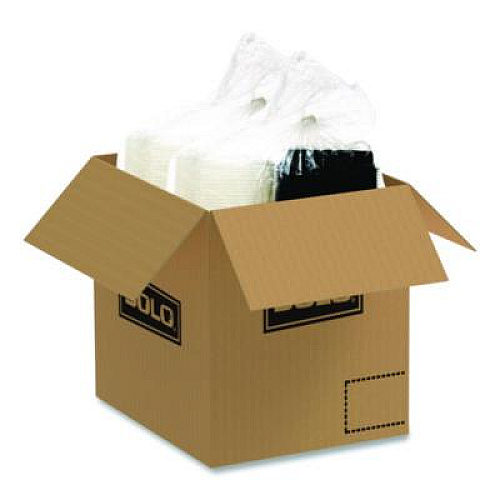 SOLO Creative Carryouts OctaView Hinged Lid Containers, 9.13 x 9.55 x 2.38, Black/Clear, Plastic, 100/Carton (809013PP94)