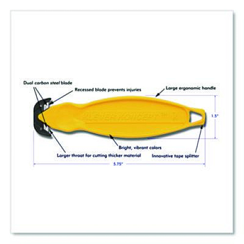 Klever Koncept Safety Cutter, 5.75" Plastic Handle, Yellow, 10/Pack (KCJ2Y)