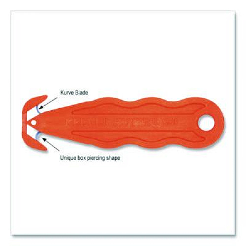 Klever Kutter Kurve Blade Plus Safety Cutter, 5.75" Plastic Handle, Orange, 10/Box (PLS100G)