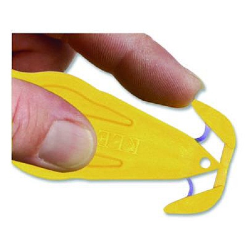 Klever Kutter Kurve Blade Plus Safety Cutter, 5.75" Plastic Handle, Yellow, 10/Box (PLS100Y)