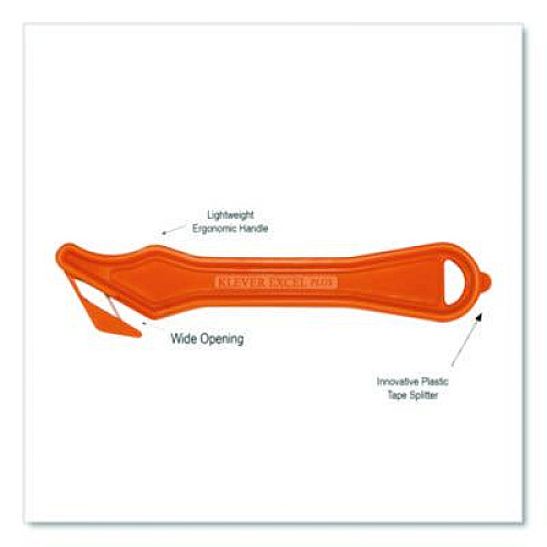 Klever Kutter Excel Plus Safety Cutter, 7" Plastic Handle, Orange, 10/Box (PLS40030G)