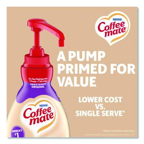 Coffee mate Liquid Coffee Creamer, Sweetened Original, 1.5 L Pump Bottle, 2/Carton (13799CT)