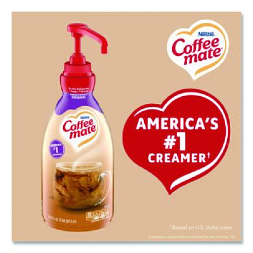 Coffee mate Liquid Coffee Creamer, Sweetened Original, 1.5 L Pump Bottle, 2/Carton (13799CT)