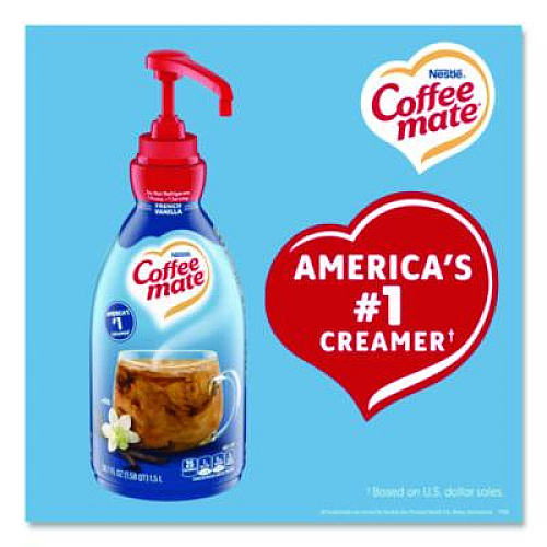 Coffee mate Liquid Coffee Creamer, French Vanilla, 1.5 L Pump Bottle, 2/Carton (31803CT)