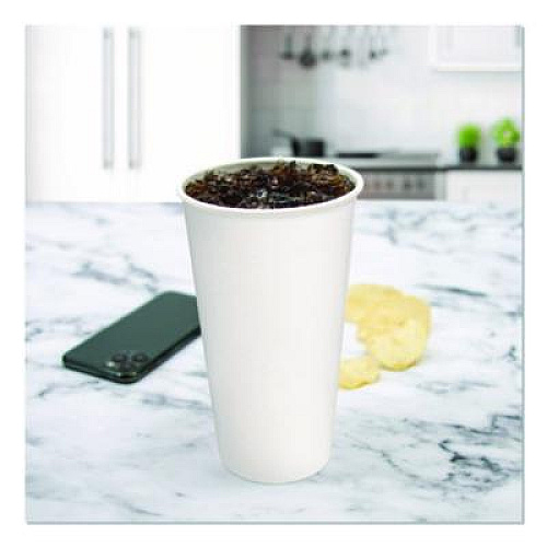 SOLO Double Sided Poly (DSP) Paper Cold Cups, 28 oz to 32 oz, White, 40 Cups/Sleeve, 12 Sleeves/Carton (RNP32P2050)
