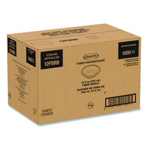 Dart Compostable Molded Fiber Dinnerware, ProPlanet Seal, Bowl, 12 oz, Natural, 1,000/Carton (12FBRB)