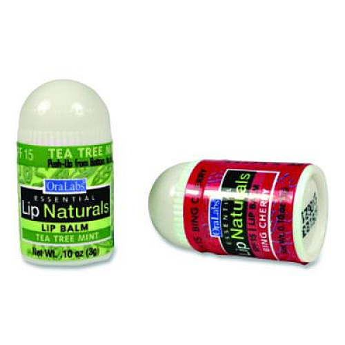 Lip Naturals Assorted Flavors Lip Balm, Bing Cherry, Tea Tree Mint, Vanilla Bean, 0.1 oz Tube, 100/Box (950FB)