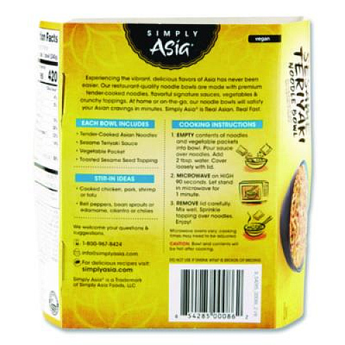 McCormick Simply Asia Sesame Teriyaki Noodle Bowl, 8.5 oz, 6/Carton (THA00086)