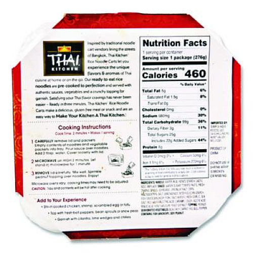 McCormick Thai Kitchen Pad Thai Rice Noodle Cart, 9.77 oz Individually Wrapped, 6/Carton (THA01026)