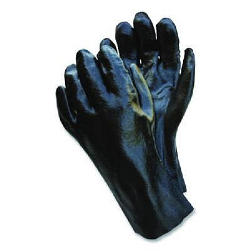 MCR Safety Smooth Finish Single Dipped PVC Gloves, 18" Long, Large, Black, 12 Pairs (6218)