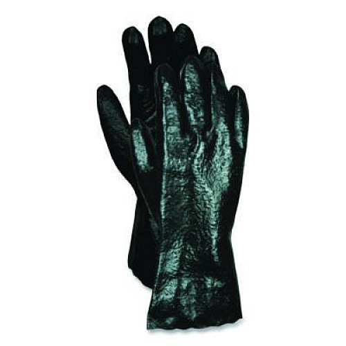 MCR Safety Smooth Finish Single Dipped PVC Gloves, 18" Long, Large, Black, 12 Pairs (6218)