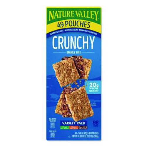 Nature Valley Granola Bars, Assorted Crunchy Bars, 1.5 oz Pouch, 2 Bars/Pouch, 49 Packs/Box (GEM44136)