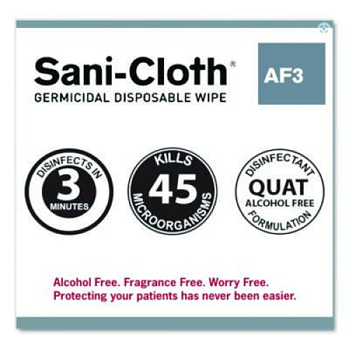 Sani Professional Sani-Cloth AF3 Germicidal Disposable Wipes, Extra-Large, 1-Ply, 7.5" x 15", Unscented, White, 75/Pack (P72584)