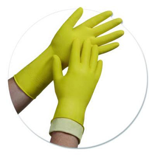 AMBITEX Pro L6500 Series Flock-Lined Latex Gloves, 12" Long, Medium, Yellow, 12 Pairs (LMD6500)