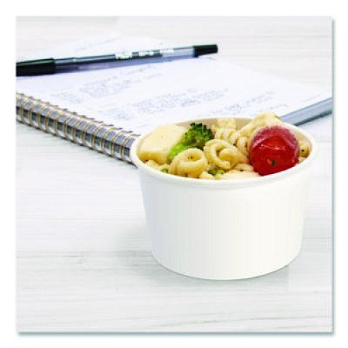 SOLO Double Poly Paper Food Containers, 5 oz, 3.38" Diameter x 2.01"h, White, Paper, 1,000/Carton (S605T02050)
