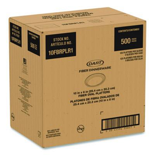 Dart Compostable Molded Fiber Dinnerware, ProPlanet Seal, Platter, 10" Diameter, Natural, 500/Carton (10FBRPLR1)