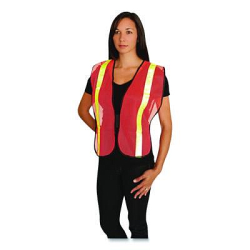 PIP Hook and Loop Safety Vest, One Size Fits Most, Hi-Viz Orange with Yellow Prismatic Tape (300EVORPOR)