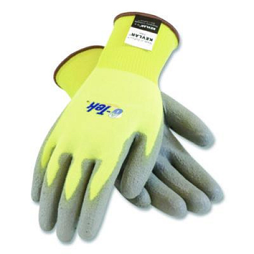 PIP G-Tek KEV Cut-Resistant Seamless-Knit Gloves, EN388: 4231, Large (Size 9), Yellow/Gray, 12 Pairs (09K1250L)