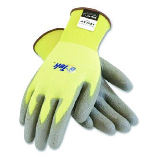 PIP G-Tek KEV Cut-Resistant Seamless-Knit Gloves, EN388: 4231, Medium (Size 8), Yellow/Gray, 12 Pairs (09K1250M)