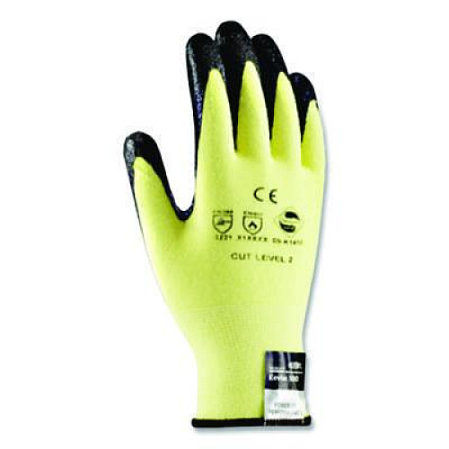 G-Tek KEV Seamless Knit Kevlar Gloves, EN388: 3X21B, Large, Yellow/Black, 12 Pairs (09K1450L)