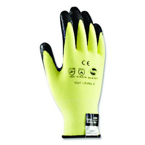G-Tek KEV Seamless Knit Kevlar Gloves, EN388: 3X21B, Medium, Yellow/Black, 12 Pairs (09K1450M)
