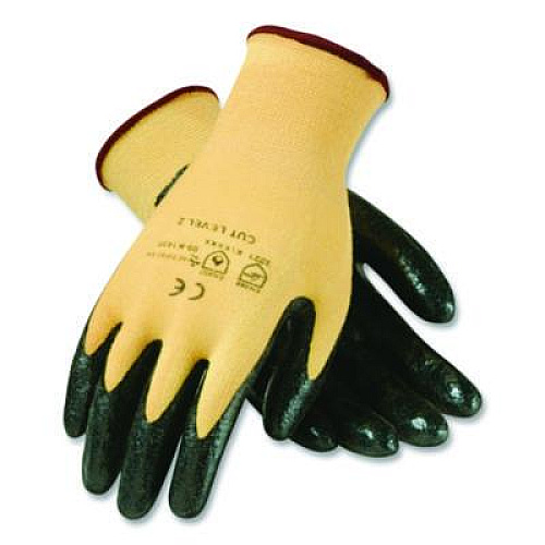 G-Tek KEV Seamless Knit Kevlar Gloves, EN388: 3X21B, Medium, Yellow/Black, 12 Pairs (09K1450M)