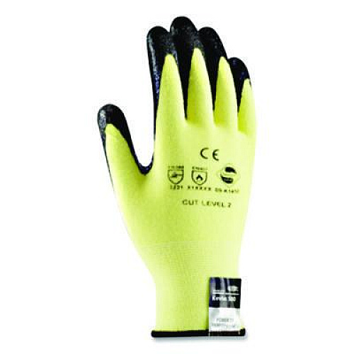 G-Tek KEV Seamless Knit Kevlar Gloves, EN388: 3X21B, X-Large, Yellow/Black, 12 Pairs (09K1450XL)