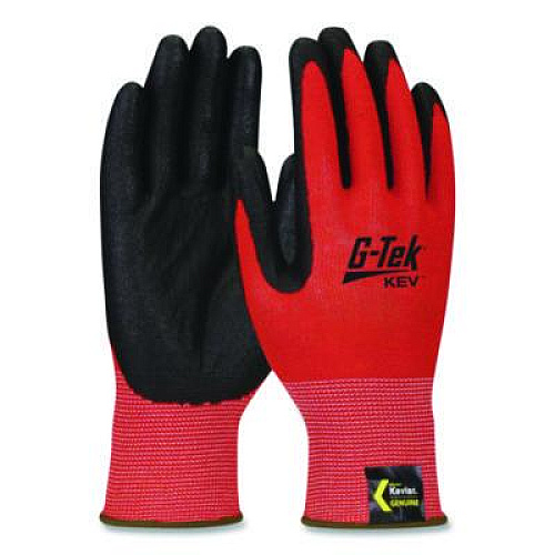 G-Tek KEV Hi-Vis Seamless Knit Kevlar Gloves, EN388: 4X31, XX-Large, Red/Black, Pair (09K1640XXL)