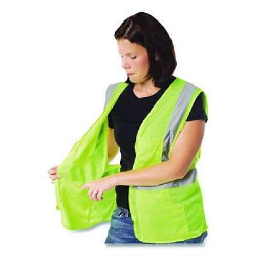 PIP ANSI Class 2 Four Pocket Zipper Safety Vest, Polyester Mesh, X-Large, Hi-Viz Lime Yellow (MVGZ4PLYXL)