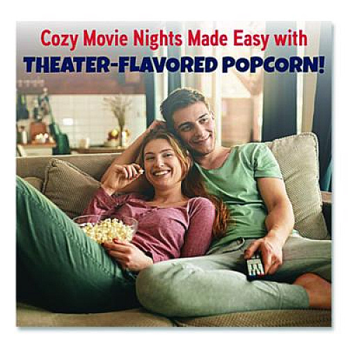 Great Western Products Premium America Popcorn, Butter, 8 oz Pack, 36/Carton (GRE00016)