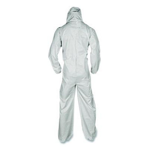 KleenGuard KGA35 Liquid and Particle Protection Coveralls, Elastic Wrists, Ankles and Hood, 4X-Large, White, 25/Carton (38943)
