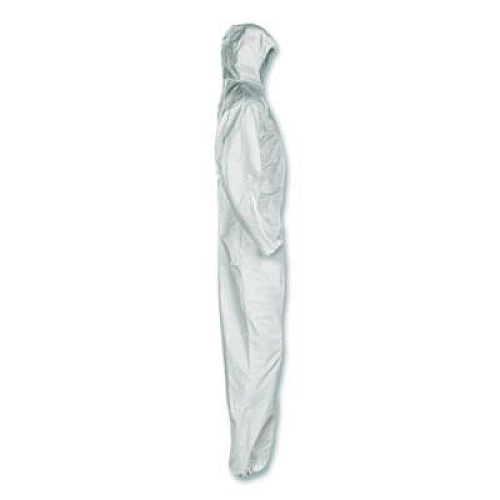 KleenGuard KGA35 Liquid and Particle Protection Coveralls, Elastic Wrists, Ankles and Hood, 4X-Large, White, 25/Carton (38943)
